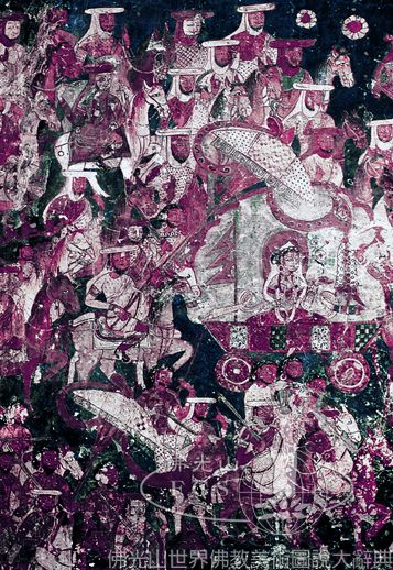 Tabo Monastery Central Hall: Life of the Buddha - Procession to Lumbini Garden