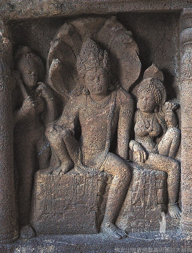 Ajanta Cave 19: Naga King and Yaksas