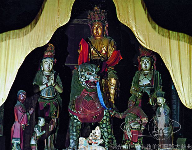 Wutaishan Foguang Temple Manjusri Hall: Manjusri Bodhisattva and Attendants