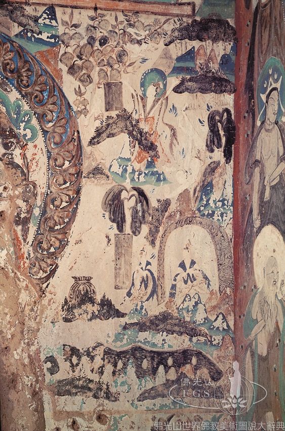 Mogao Cave 285: Jataka of Sacrifice for a Gatha by Jumping off a Cliff