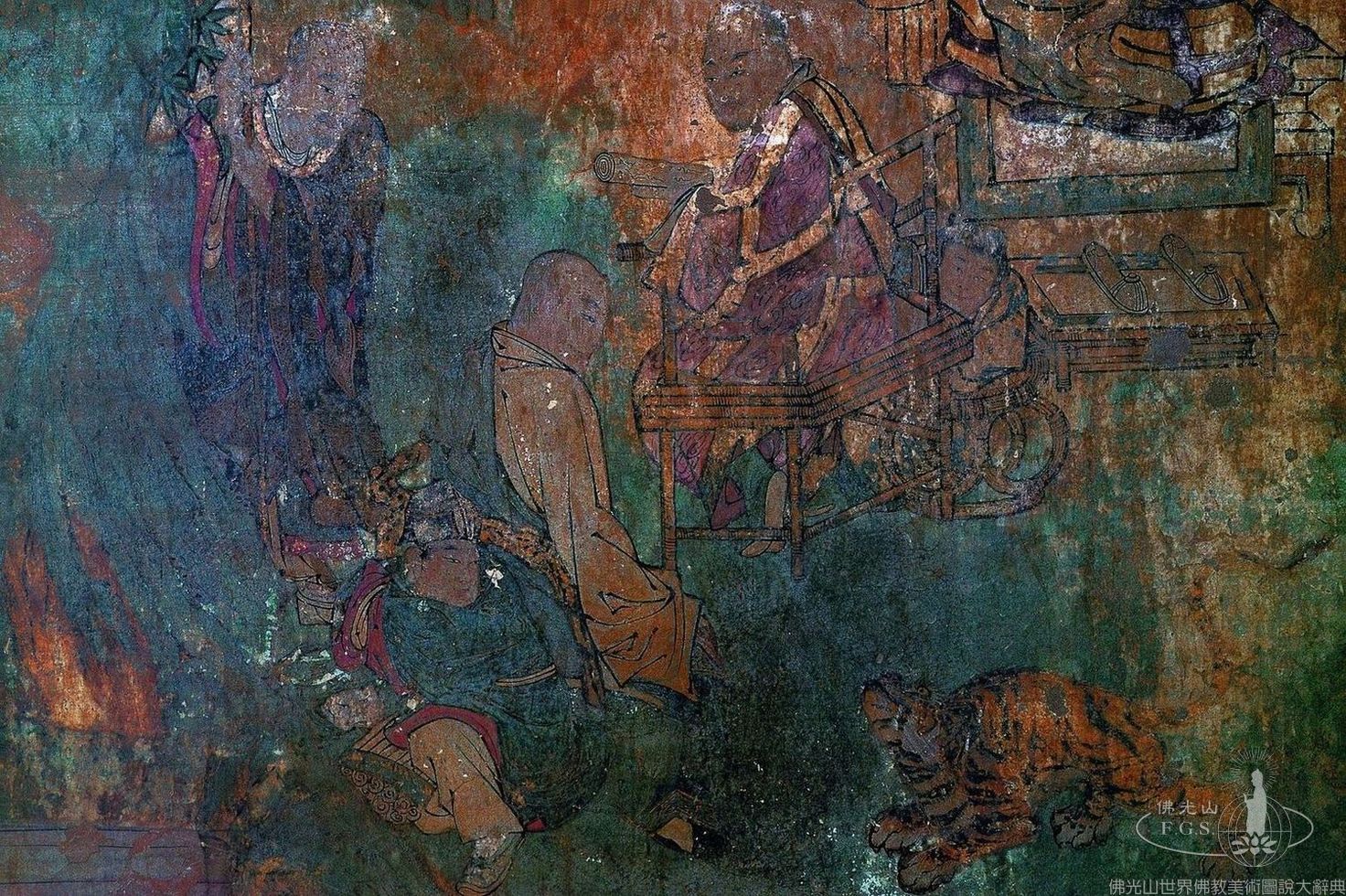 Zhaohua Temple Great Hero Hall: Water and Land Dharma Service Murals - Sixteen Arhats