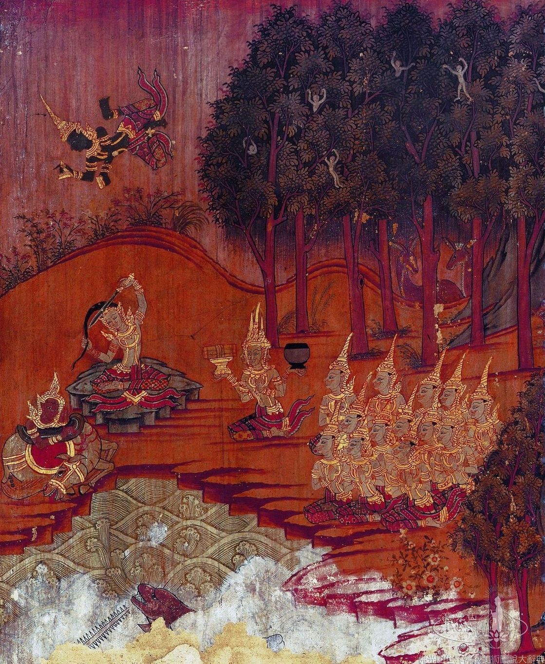Wat Rajasittharam Ordination Hall: Life of the Buddha - Renunciation