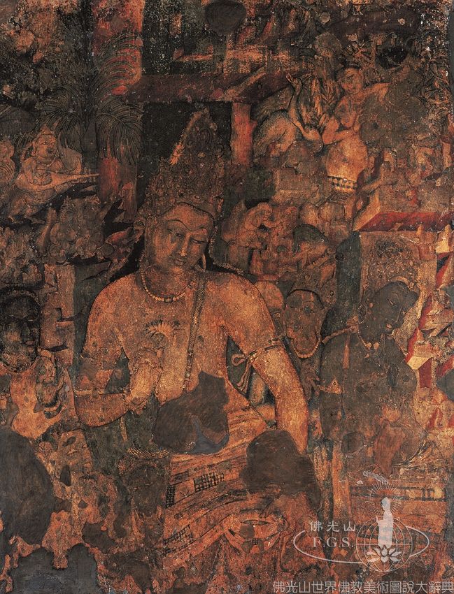 Ajanta Cave 1: Padmapani and Vajrapani Bodhisattvas