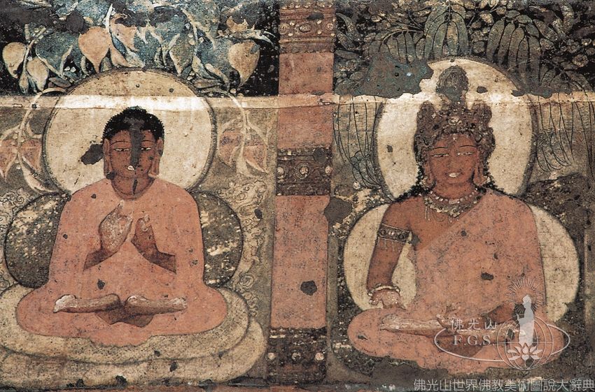 Ajanta Cave 17: Seven Buddhas of the Past and Maitreya Bodhisattva