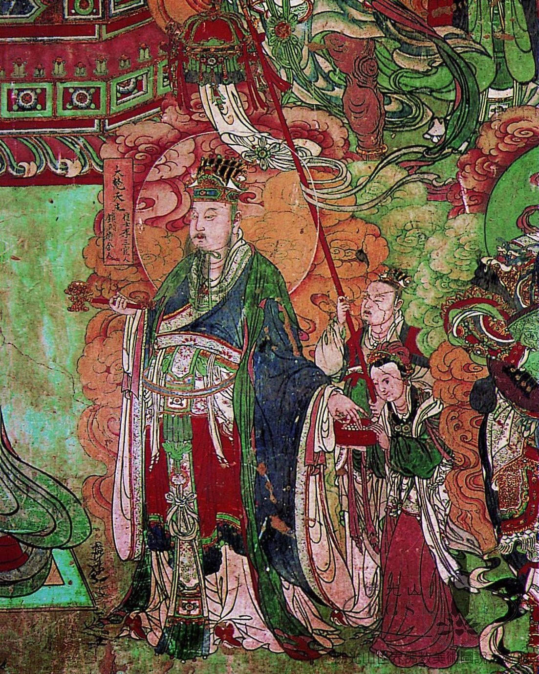 Gongzhu Temple Great Hero Hall: Water and Land Dharma Service Murals - Brahma and Sakra