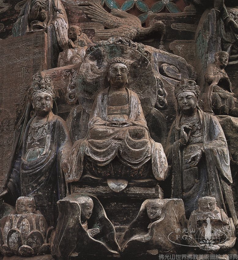 Dazu Rock Carvings Baodingshan Great Buddha Bay Niche 18: Illustration of the Amitayurdhyana Sutra