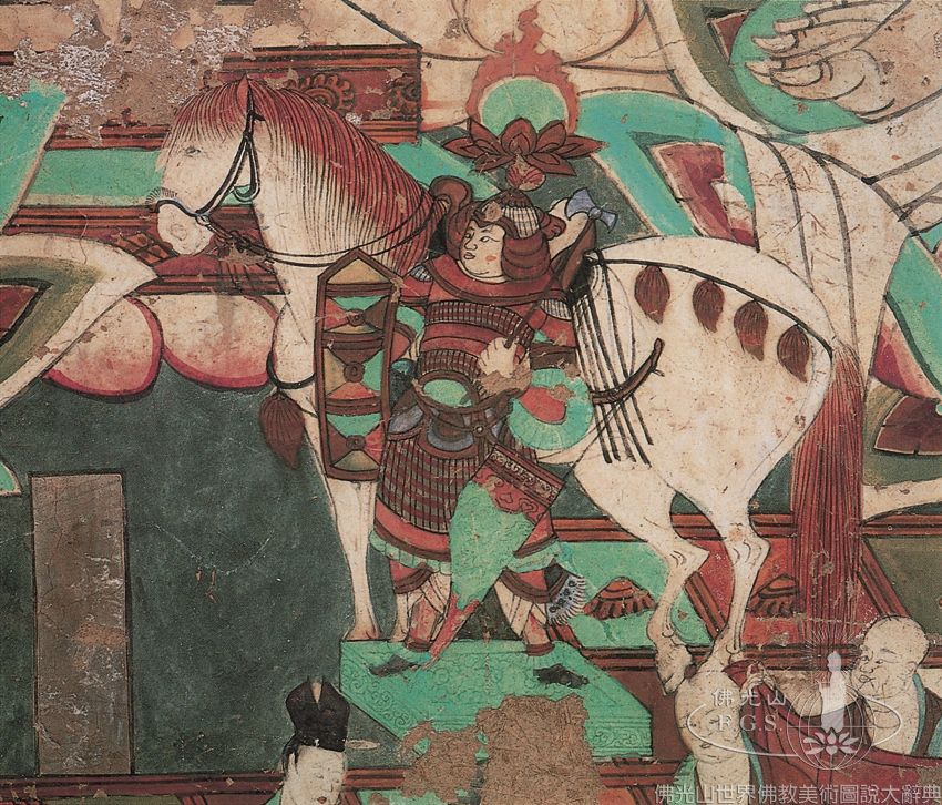 Yulin Cave 25: Illustration of the Sutra on the Descent of Maitreya Offering of the Seven Treasures of the Cakravartin