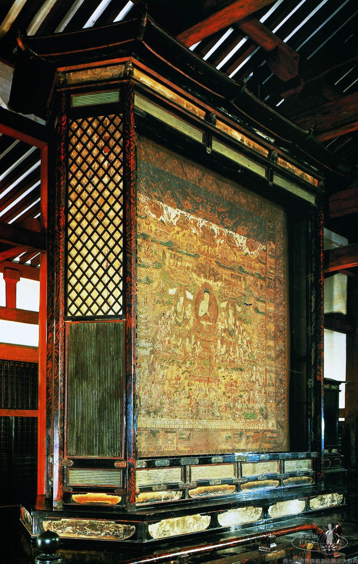 Taimadera Temple Main Hall: Cabinet with Tapestry of Taima Mandala