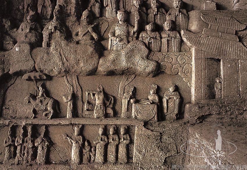 Dazu Rock Carvings Beishan Cave 176: Illustration of the Sutra on the Descent of Maitreya