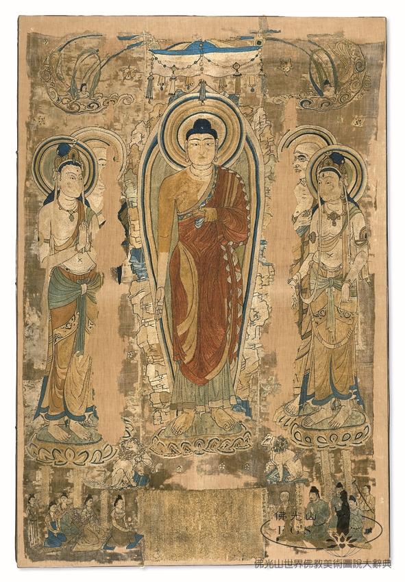 Mogao Cave 17: Embroidery of the Buddha Teaching the Dharma at Vulture Peak