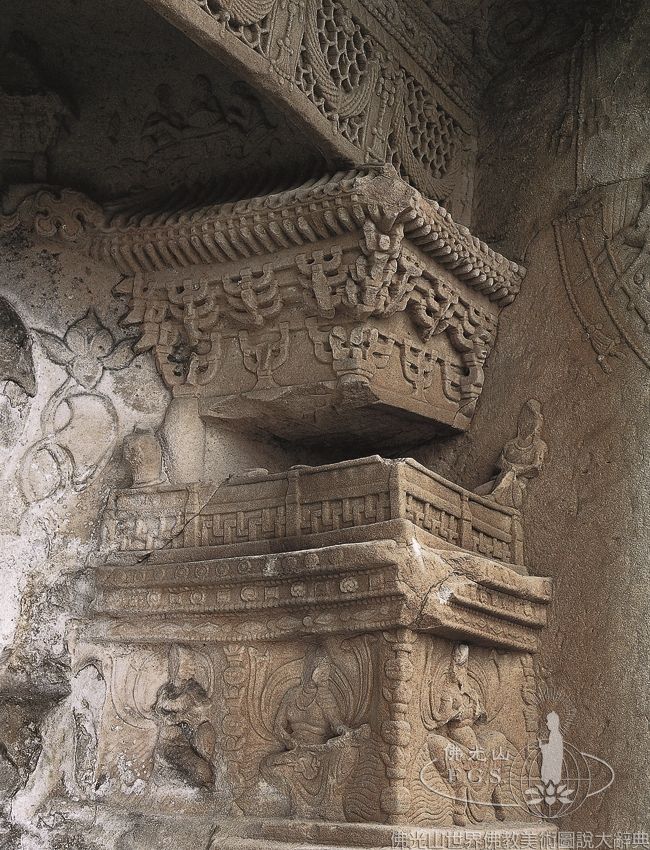 Bazhong Rock Carvings Western Niche 53: Pavilions in the Heavenly Palace