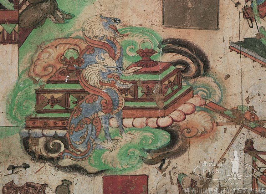 Yulin Cave 25: Illustration of the Sutra on the Descent of Maitreya Offering of the Seven Treasures of the Cakravartin