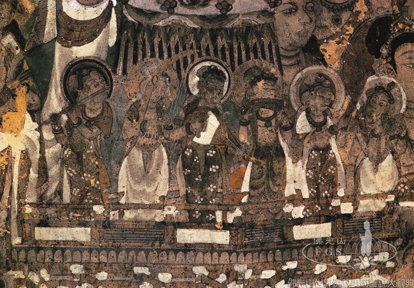 Mogao Cave 445: Illustration of the Amitabha Sutra - Heavenly Musicians