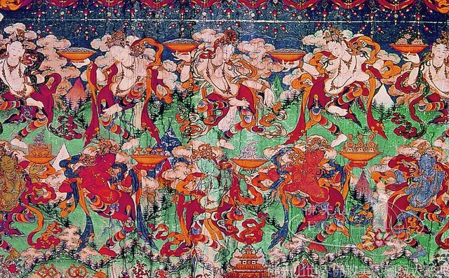 Heavenly Beings and the Eight Auspicious Symbols