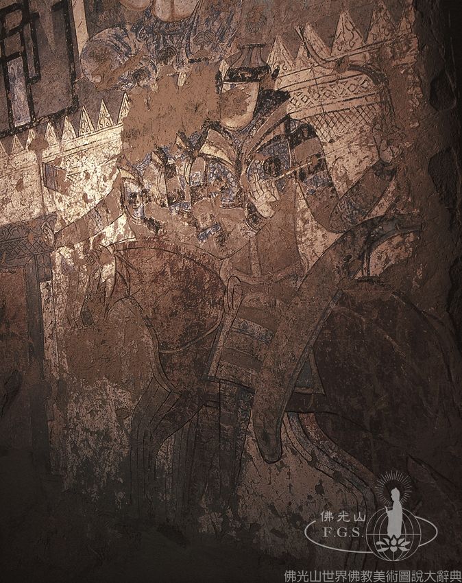 克孜爾石窟第163窟八王分舍利圖（局部）