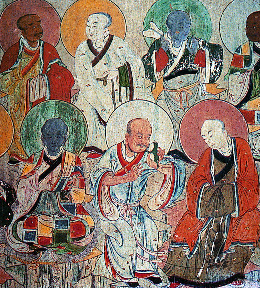 佛光寺文殊殿西壁南部羅漢圖（局部）