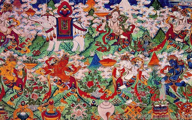 供養天女及八吉祥圖（局部）