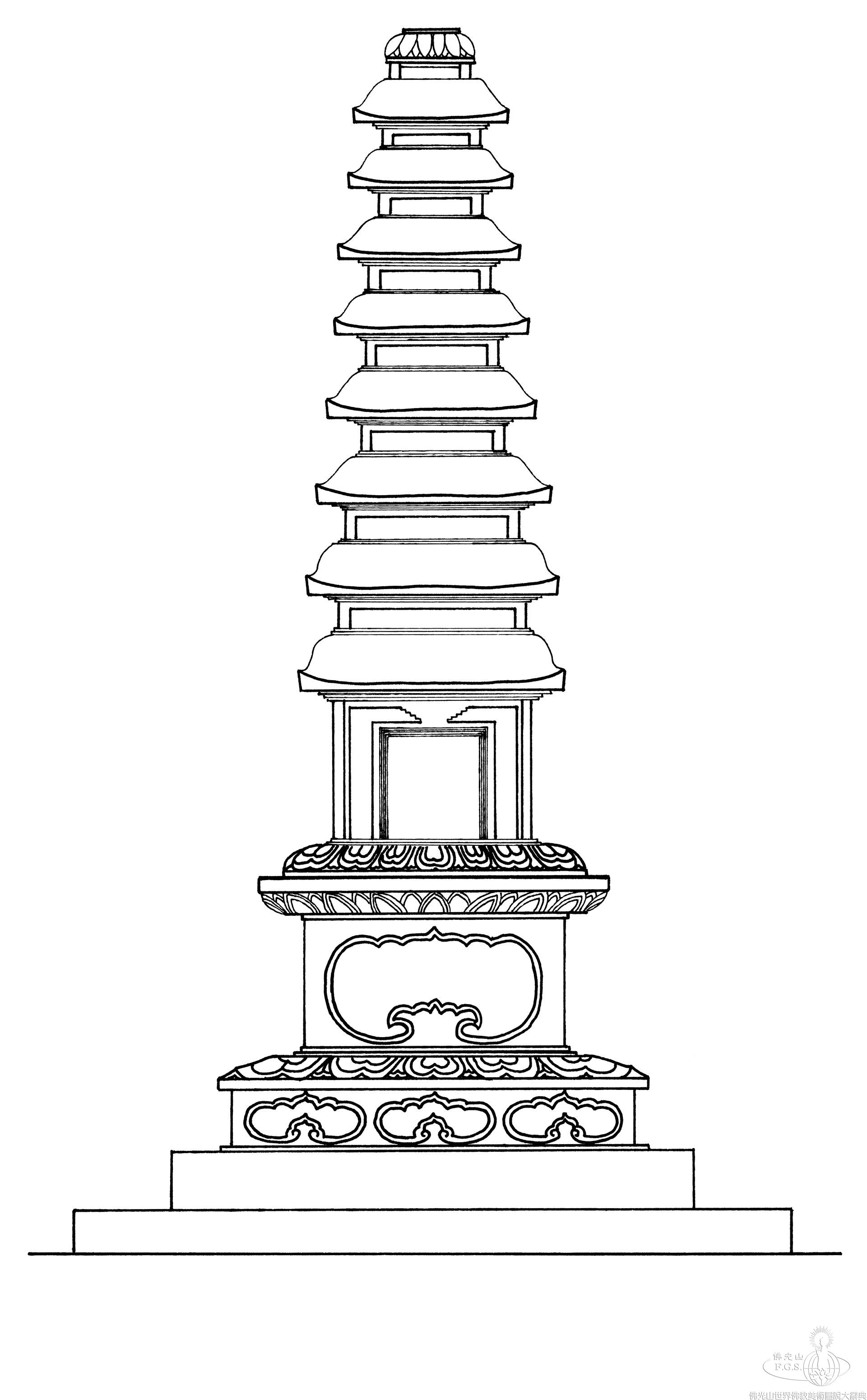 普賢寺九層塔立面圖