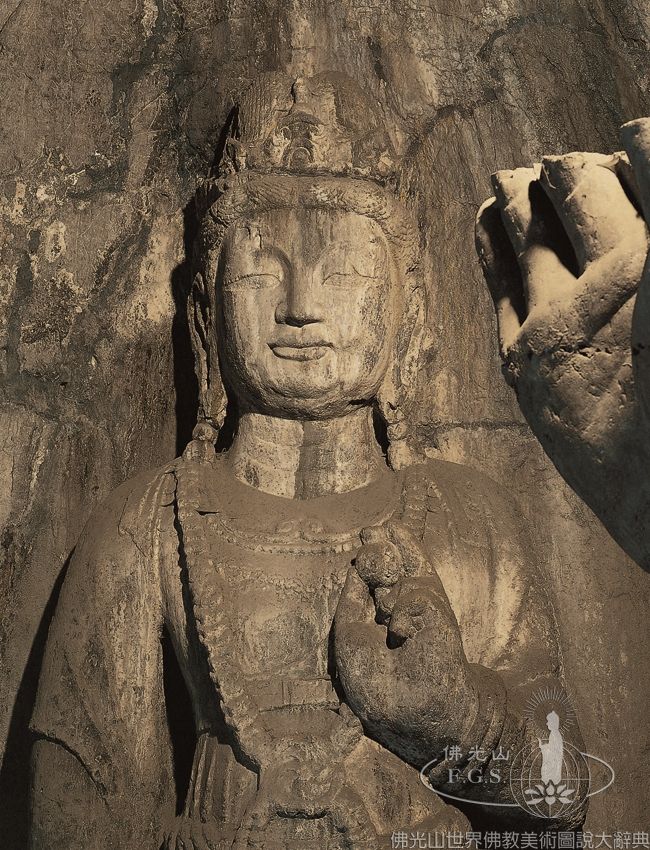 龍門石窟第20窟潛溪寺南壁脇侍菩薩像（局部）
