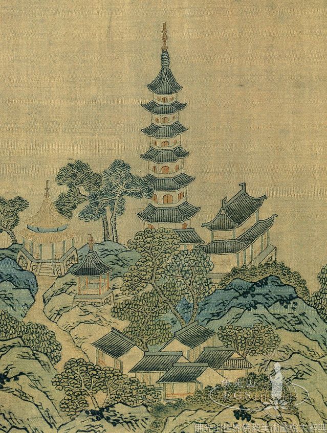緙絲金山全圖掛屏（局部）